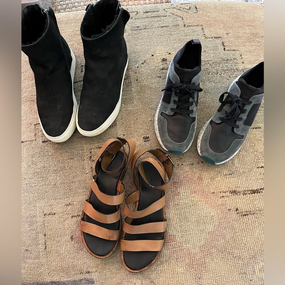 tennis shoe high tops ,Sneakers, and Brown Sandals- all VINCE brand - all size 8